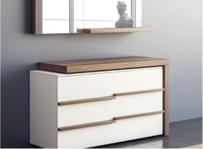 White Luxury Chest of drawers with Mirror Modern Walnut Natural Design new